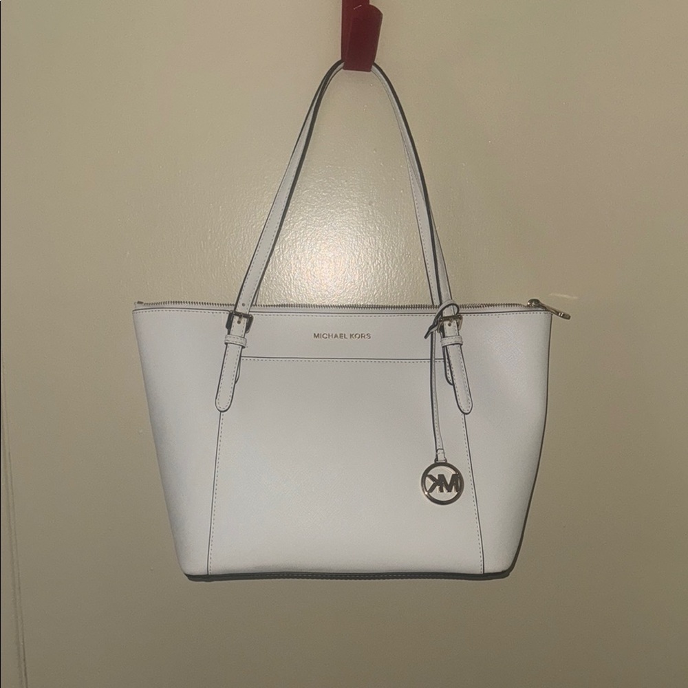 Michael Kors White Pebbled Leather Tote